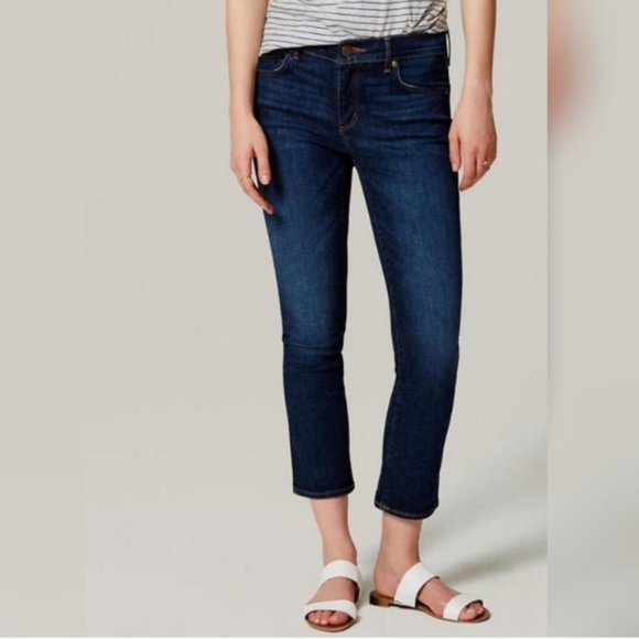 LOFT Denim - Ann Taylor Loft Modern Kick Stretch Crop dark wash denim blue jeans sz 26 EUC…